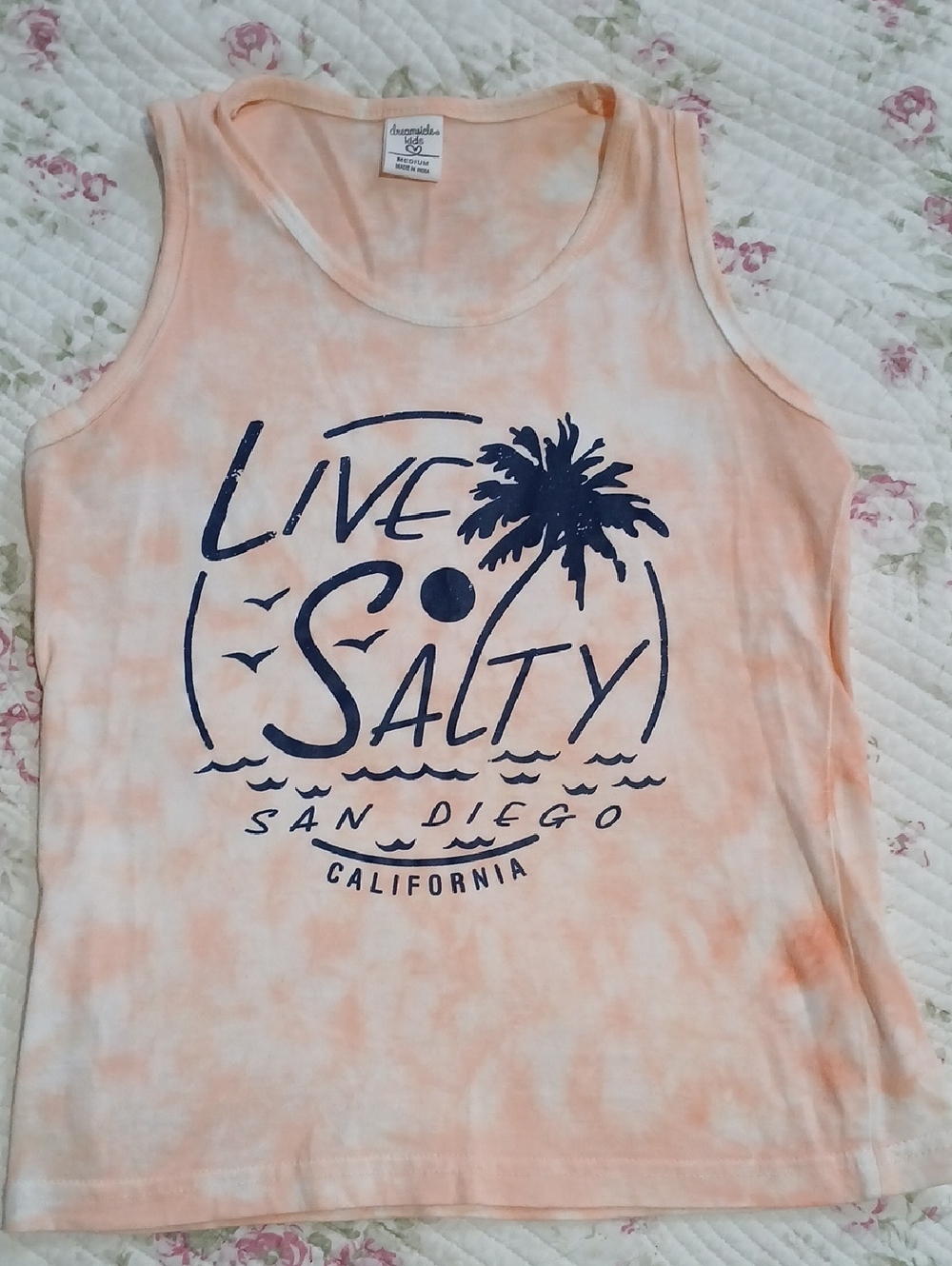Live Salty Tie-Dye Peach Tank Top - Kids